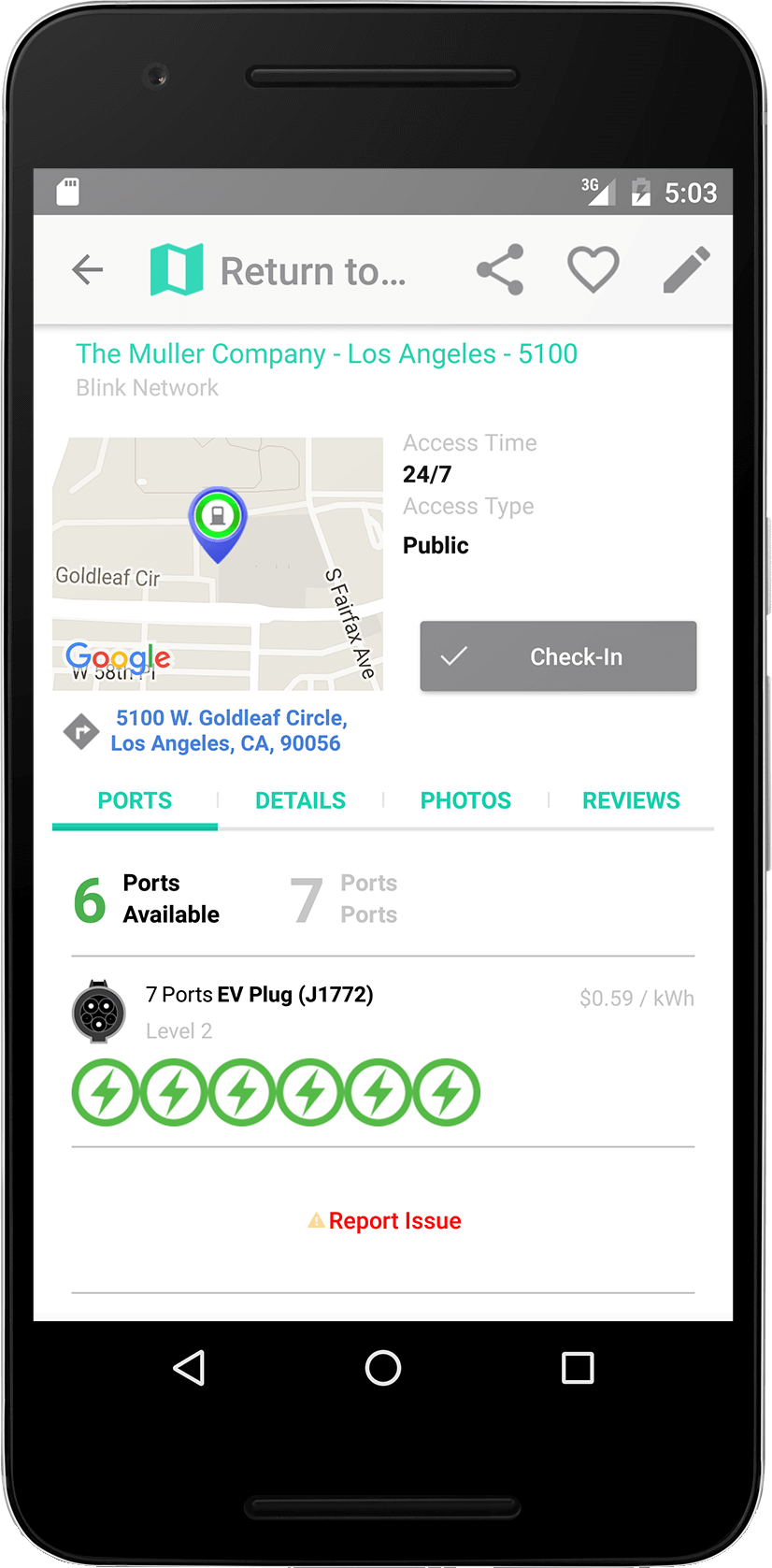 ChargeHub iOS station details screenshot