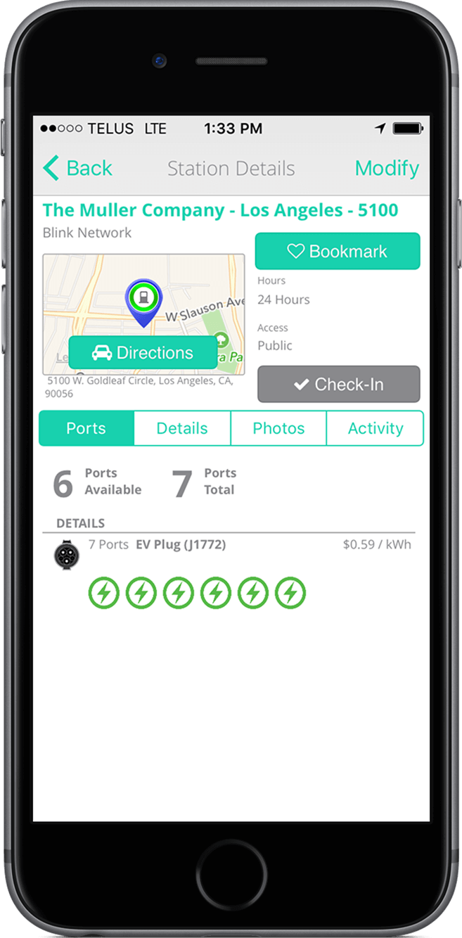 ChargeHub iOS station details screenshot